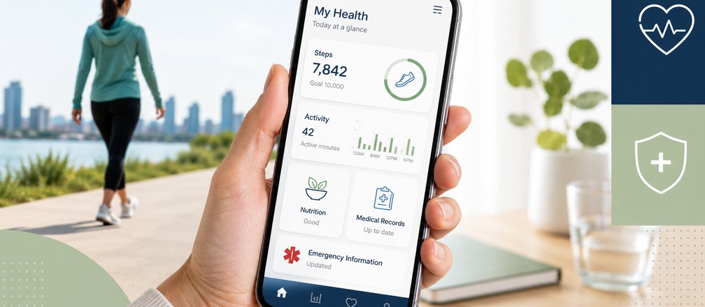 A mobile phone displaying personal health information